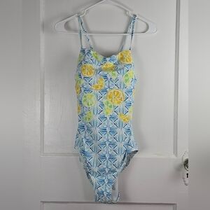 NWT Land's End Oranges and Limes Print One Piece Swimsuit 10